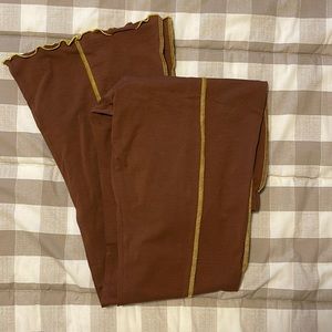 Brown and yellow bell bottom mens pants